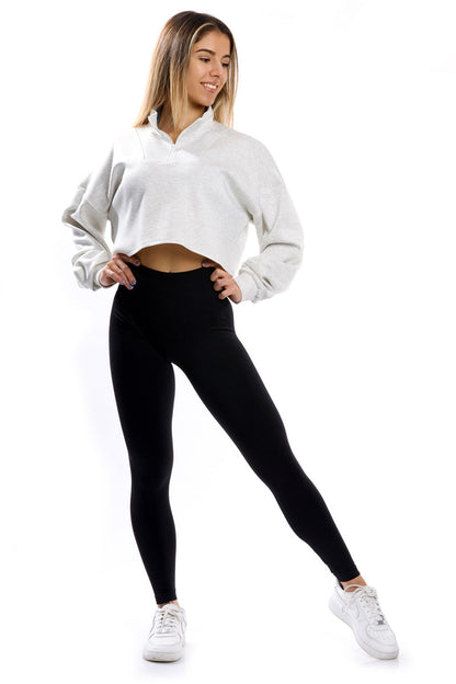 Felpa a vita corta bianca modello IRIS