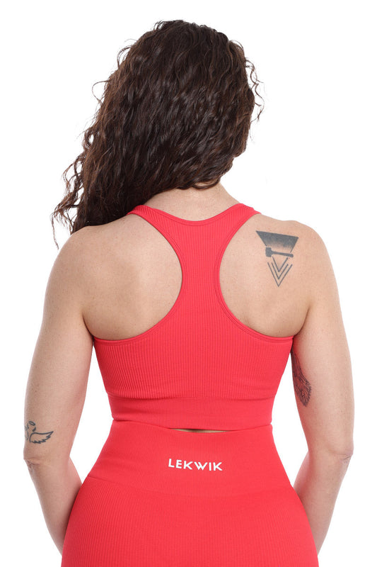 Top sportivo a costine rosso corallo modello CIRCE